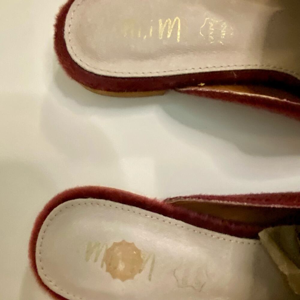 Mi.iM Lux Burgundy Red Calf Hair Mule Loafer Slipper Flats Womens 7.5 - Picture 13 of 16